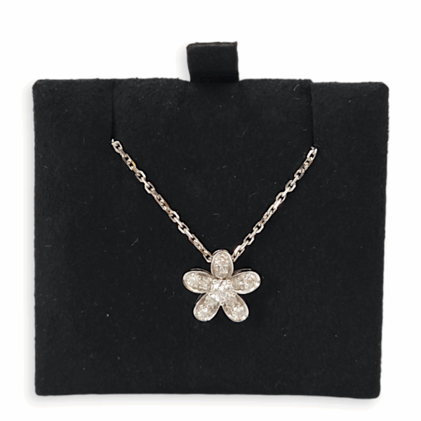 Socrate Flower Pendant 11 Diamond, 0.13 Carat Necklace in White Gold - Image 3