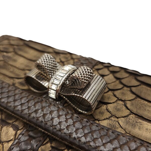 Sweet Charity Bronze Clutch in Python Leather, Silver hardware - Image 8