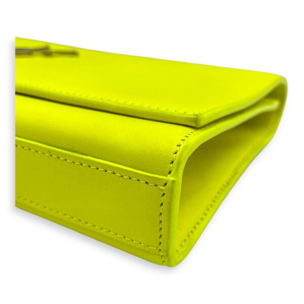 Belle De Jour Neon Yellow Clutch in Calfskin, Silver hardware - Image 9