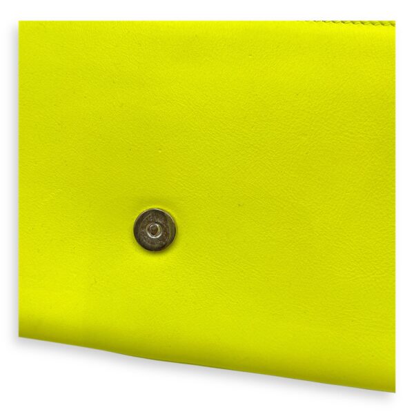 Belle De Jour Neon Yellow Clutch in Calfskin, Silver hardware - Image 13