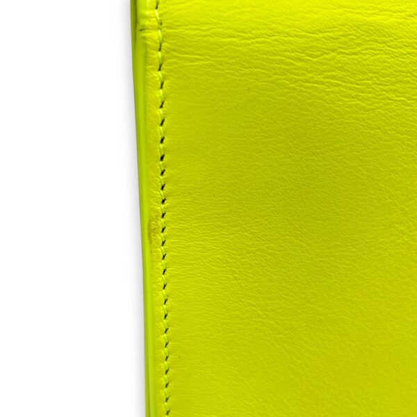 Belle De Jour Neon Yellow Clutch in Calfskin, Silver hardware - Image 14