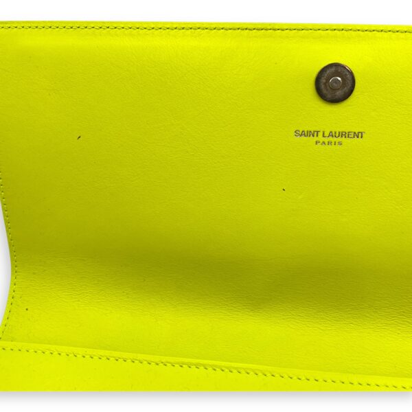 Belle De Jour Neon Yellow Clutch in Calfskin, Silver hardware - Image 12