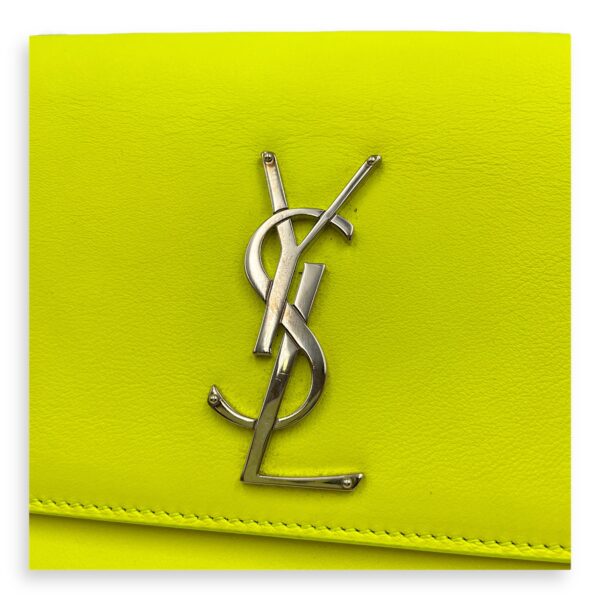 Belle De Jour Neon Yellow Clutch in Calfskin, Silver hardware - Image 15