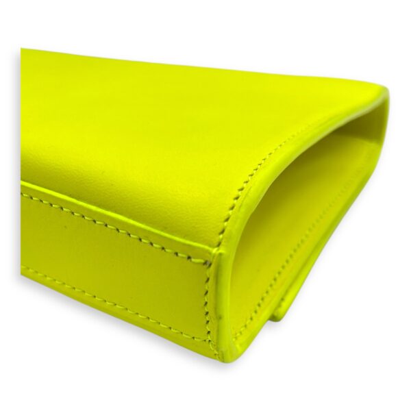 Belle De Jour Neon Yellow Clutch in Calfskin, Silver hardware - Image 11