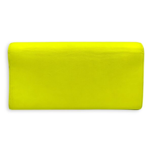 Belle De Jour Neon Yellow Clutch in Calfskin, Silver hardware - Image 3