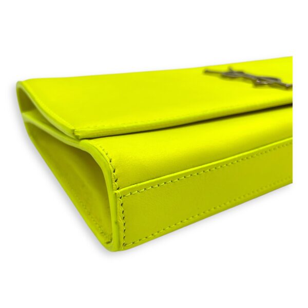 Belle De Jour Neon Yellow Clutch in Calfskin, Silver hardware - Image 8