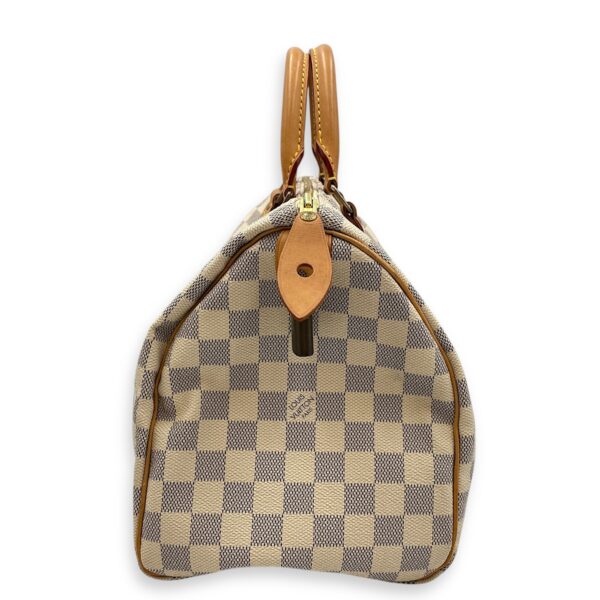 Azur Damier Speedy White Top Handle Bag, Gold hardware - Image 4