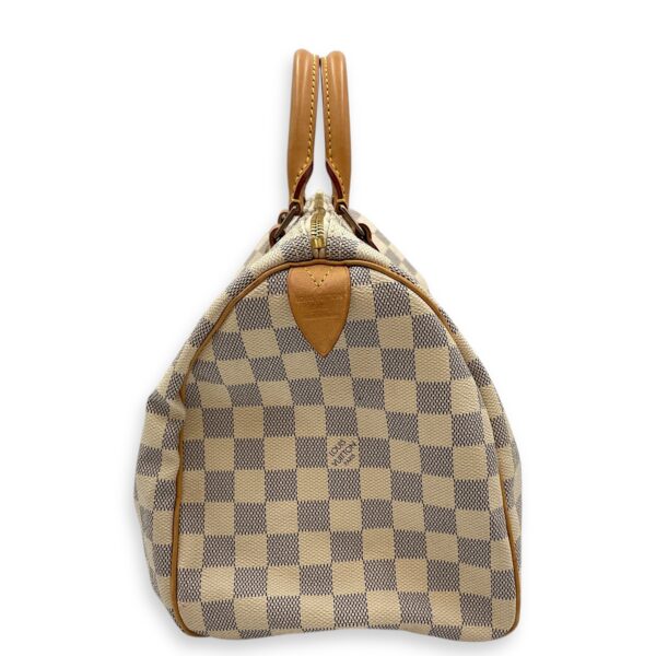 Azur Damier Speedy White Top Handle Bag, Gold hardware - Image 5