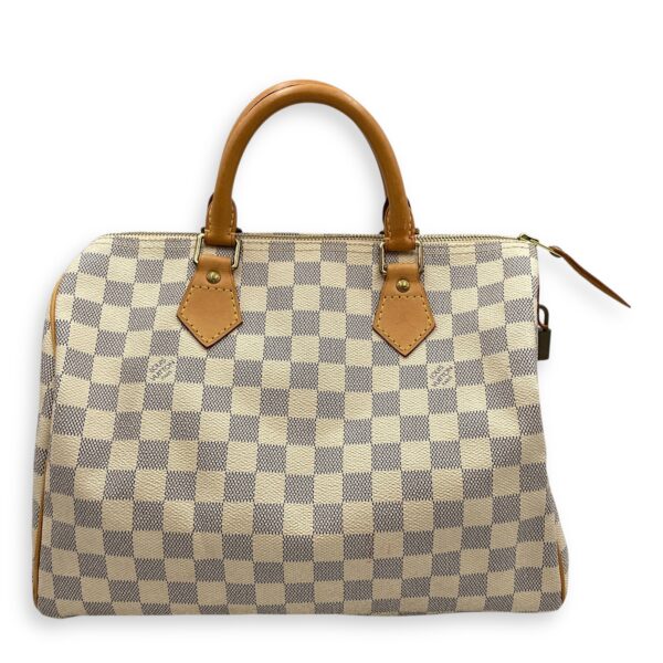 Azur Damier Speedy White Top Handle Bag, Gold hardware - Image 3