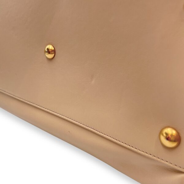 Boston Beige Shoulder Bag in Calfskin, Gold hardware - Image 12