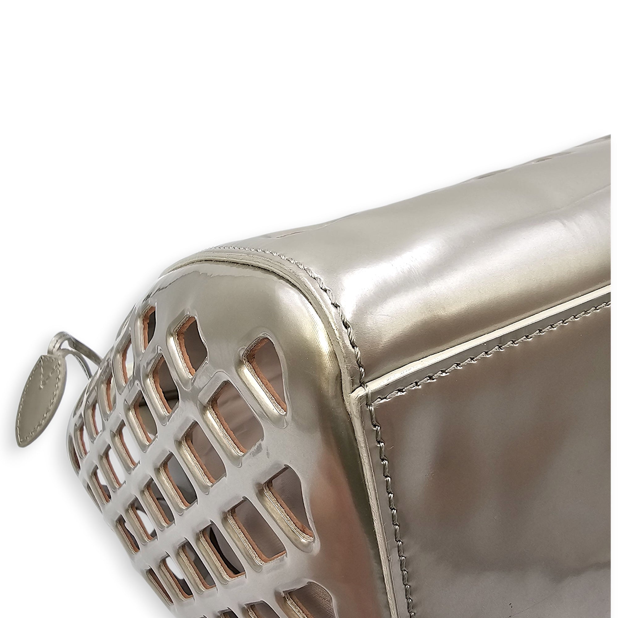 Jelly Shopping Bag MM Grey Top Handle Bag in Metallic Calf - Image 6