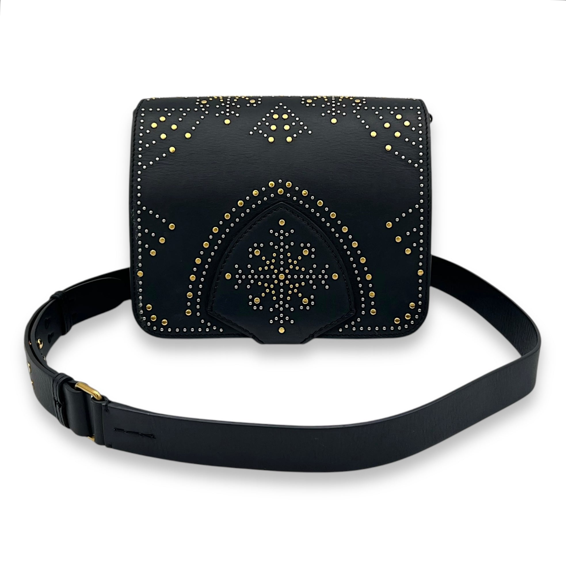 Birdie Studded Black Crossbody Bag in Calfskin, Mixed hardware - Image 14