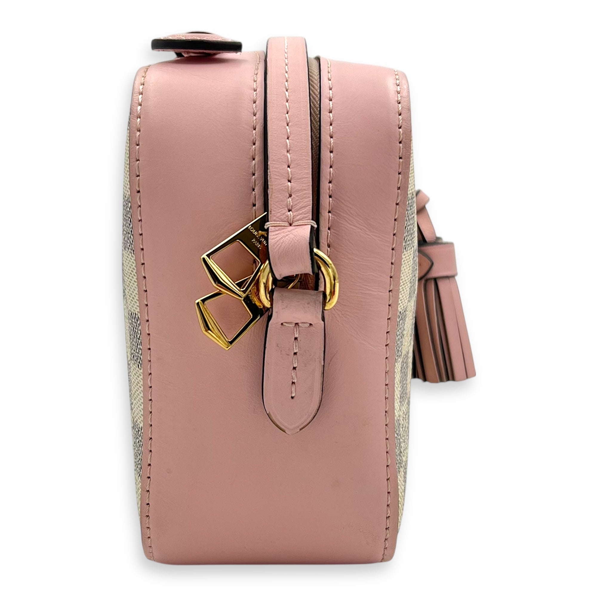 Saintonge Crossbody Bag Azur in Coated Canvas, Gold hardware - Image 5