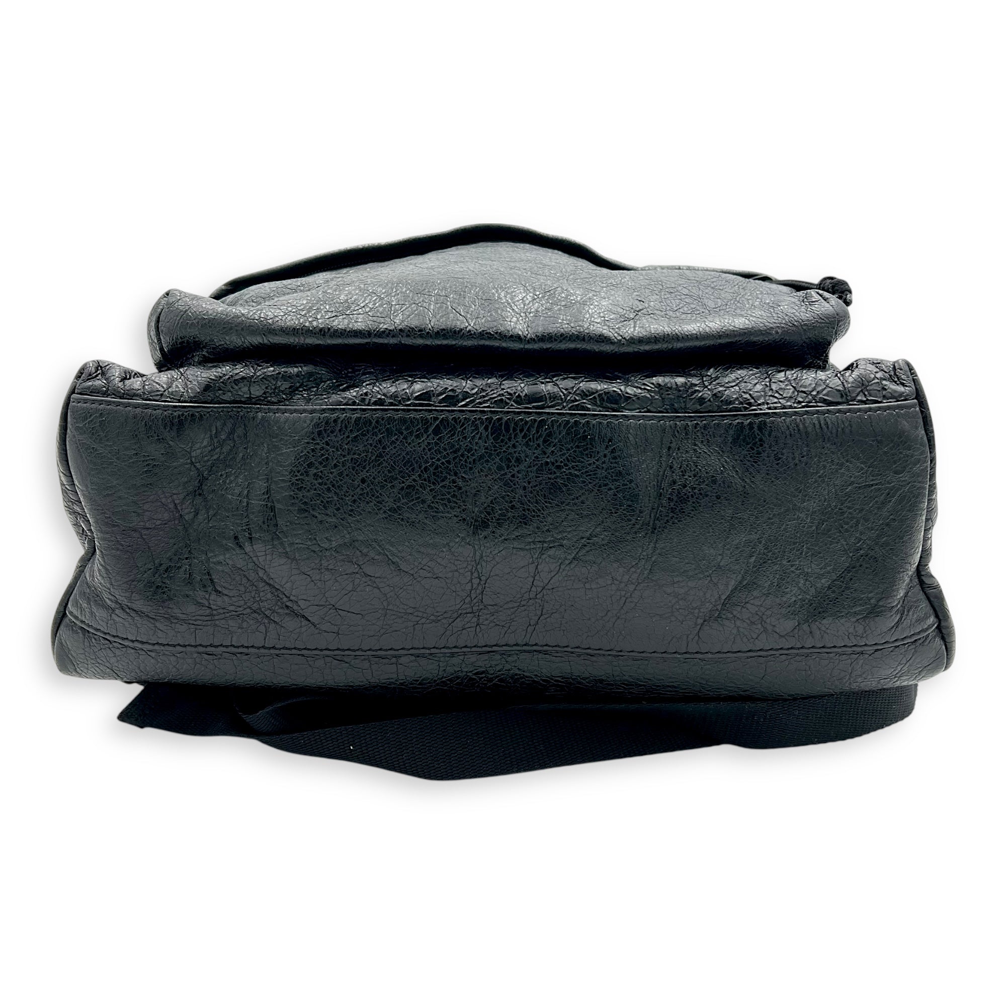 Logo Black Backpack in Distressed Leather, Silver hardware - Image 7