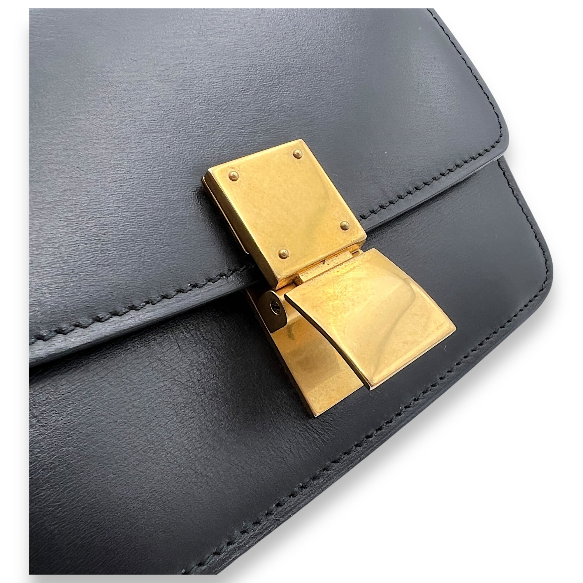 Box Shoulder Bag Mini Black in Calfskin, Gold hardware - Image 7