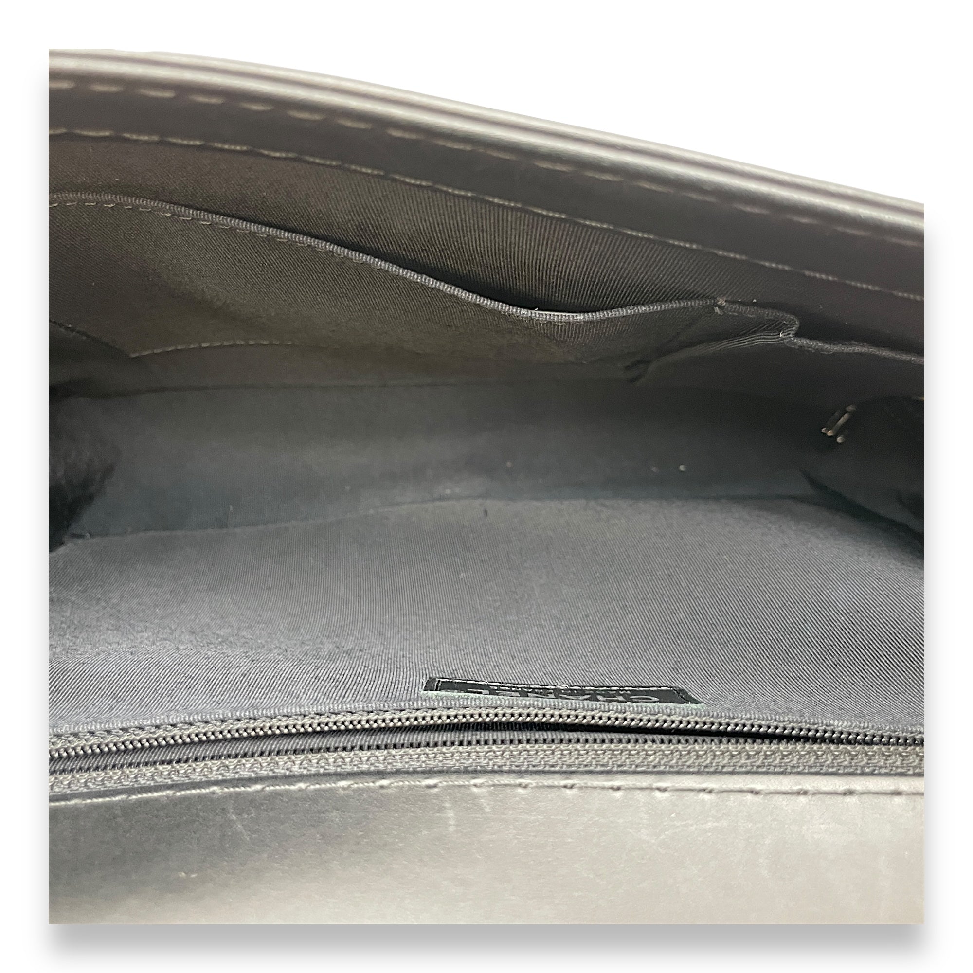 Boy Large Black Shoulder Bag in Calfskin, Ruthenium hardware - Image 12