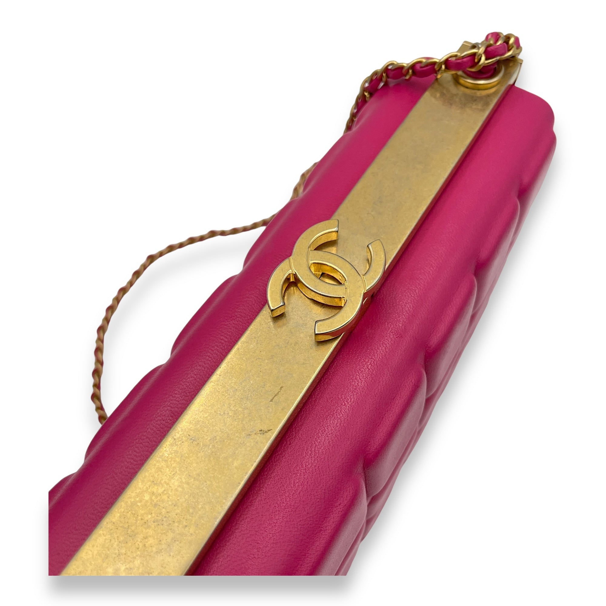 Choco Bar Pink Vanity Bag in Lambskin, Gold hardware - Image 7