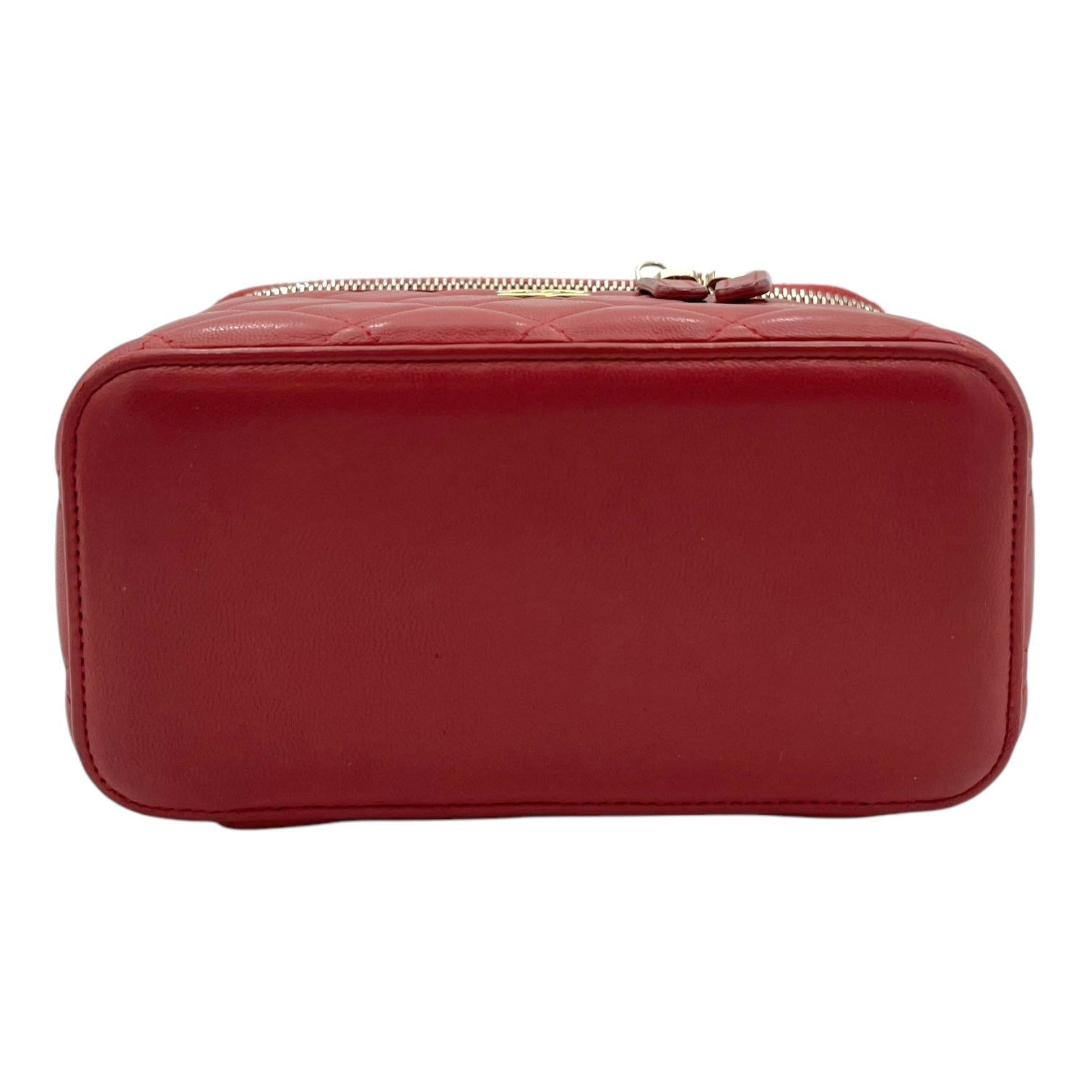 Classic Vanity Small Red Top Handle Bag in Lambskin, Gold hardware - Image 6