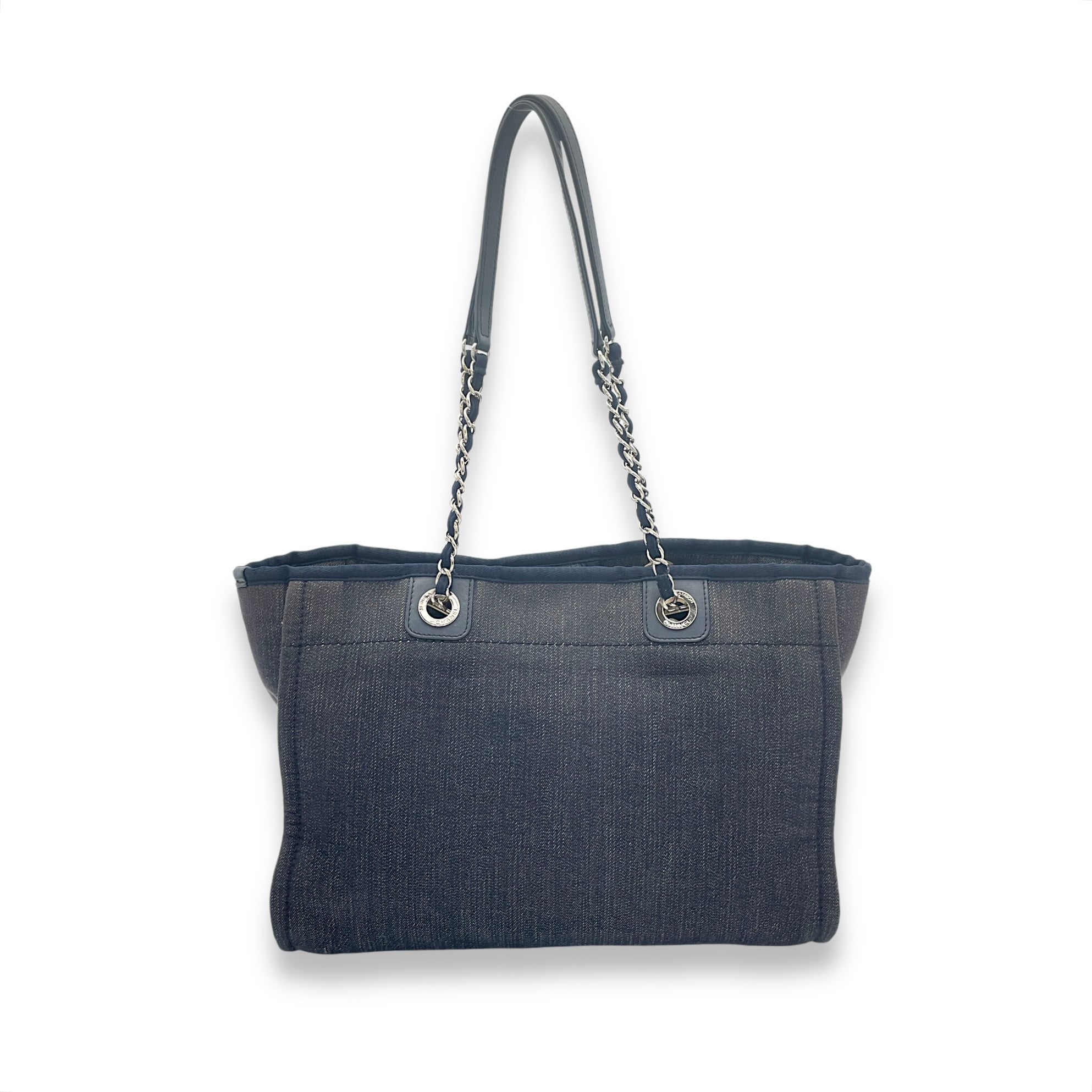 Deauville Blue Top Handle Bag in Denim, Silver hardware - Image 3