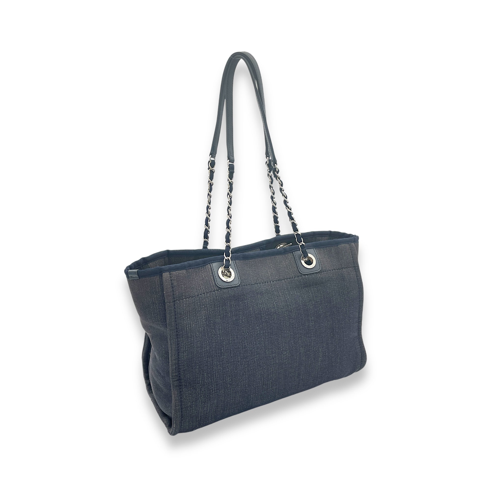 Deauville Blue Top Handle Bag in Denim, Silver hardware - Image 5