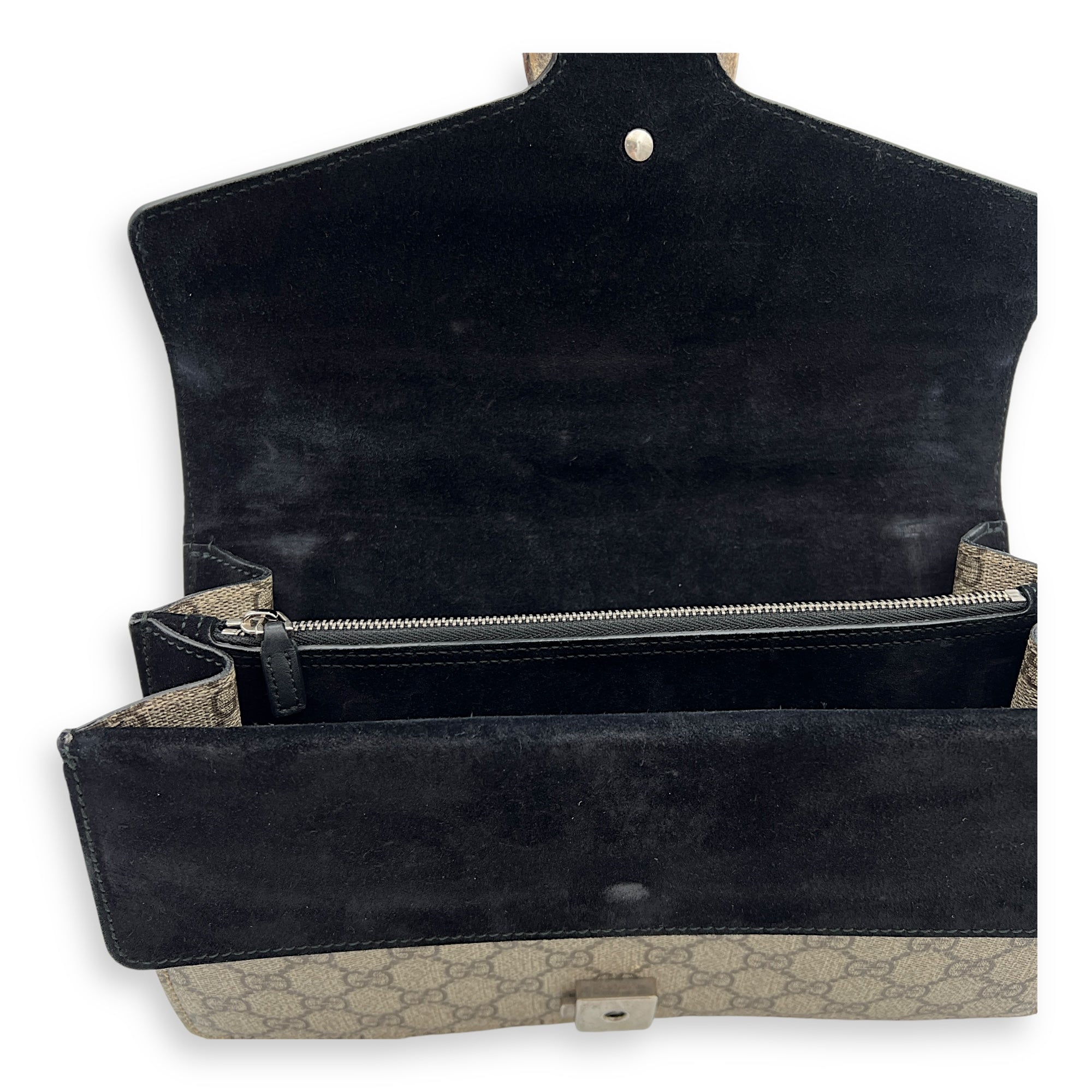 Dionysus Small Black Shoulder Bag in Coated Canvas, Silver hardware - Image 8