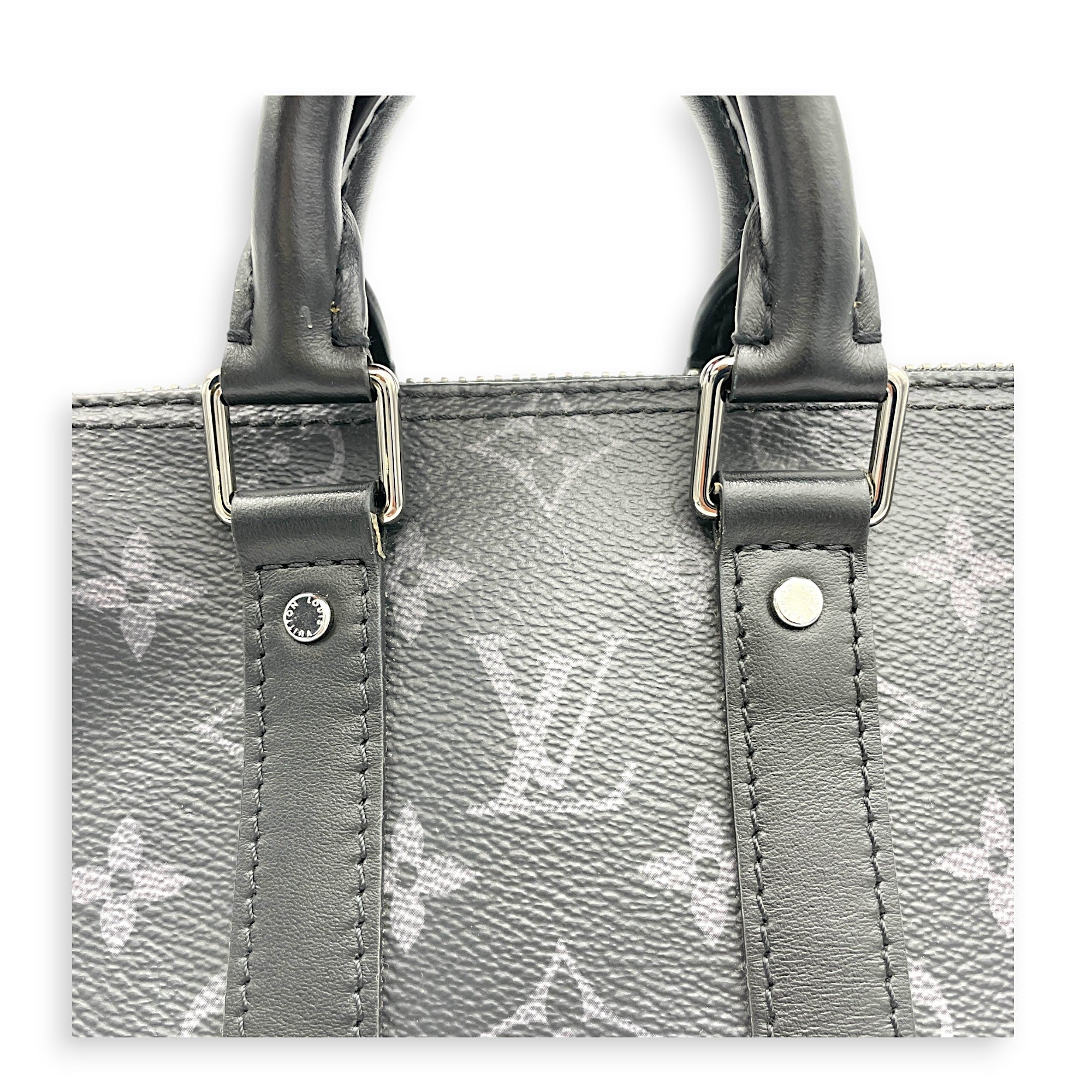 Keepall XS Grey Top Handle Bag in Monogram Coated Canvas, Silver hardware - Image 7