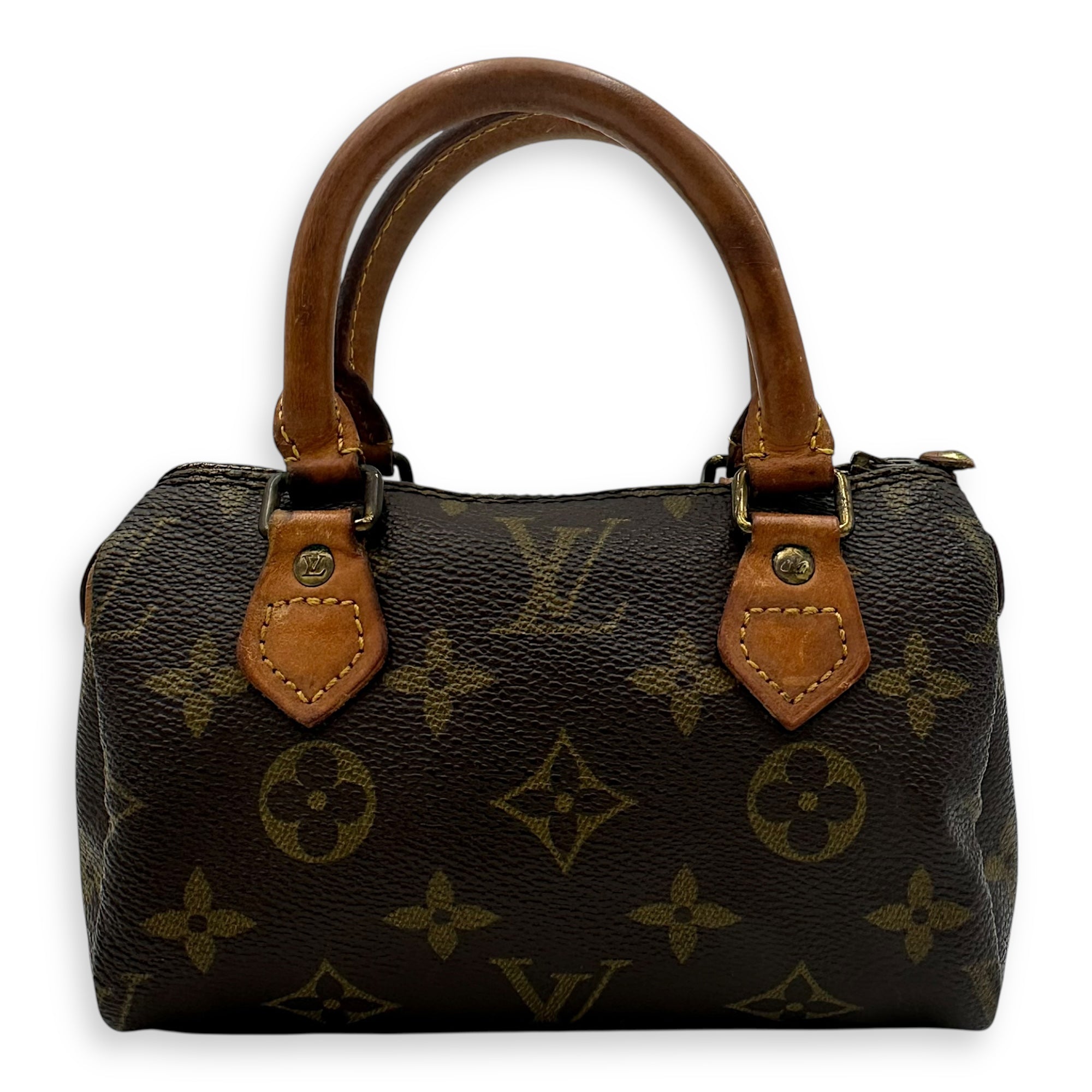 Speedy Top Handle Bag Brown in Monogram Coated Canvas, Gold hardware