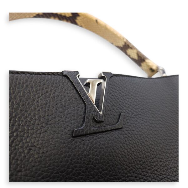 Capucines Black Crossbody in Python Leather, Silver hardware - Image 12