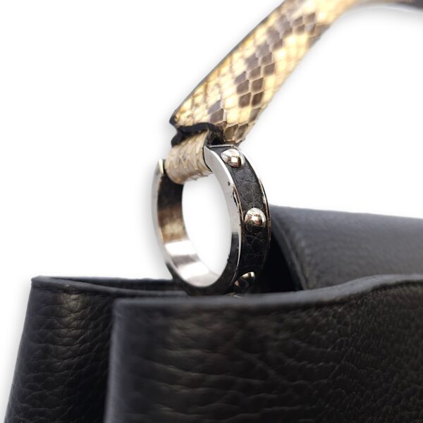 Capucines Black Crossbody in Python Leather, Silver hardware - Image 13
