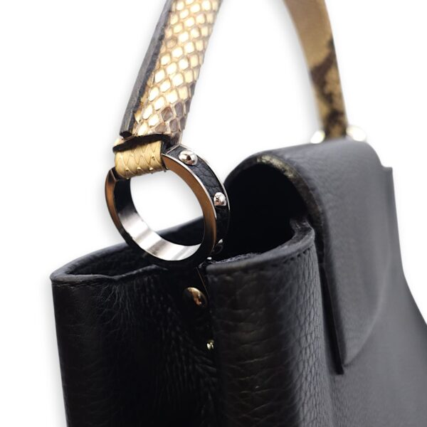 Capucines Black Crossbody in Python Leather, Silver hardware - Image 15