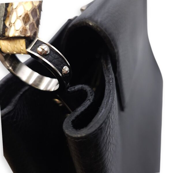 Capucines Black Crossbody in Python Leather, Silver hardware - Image 19
