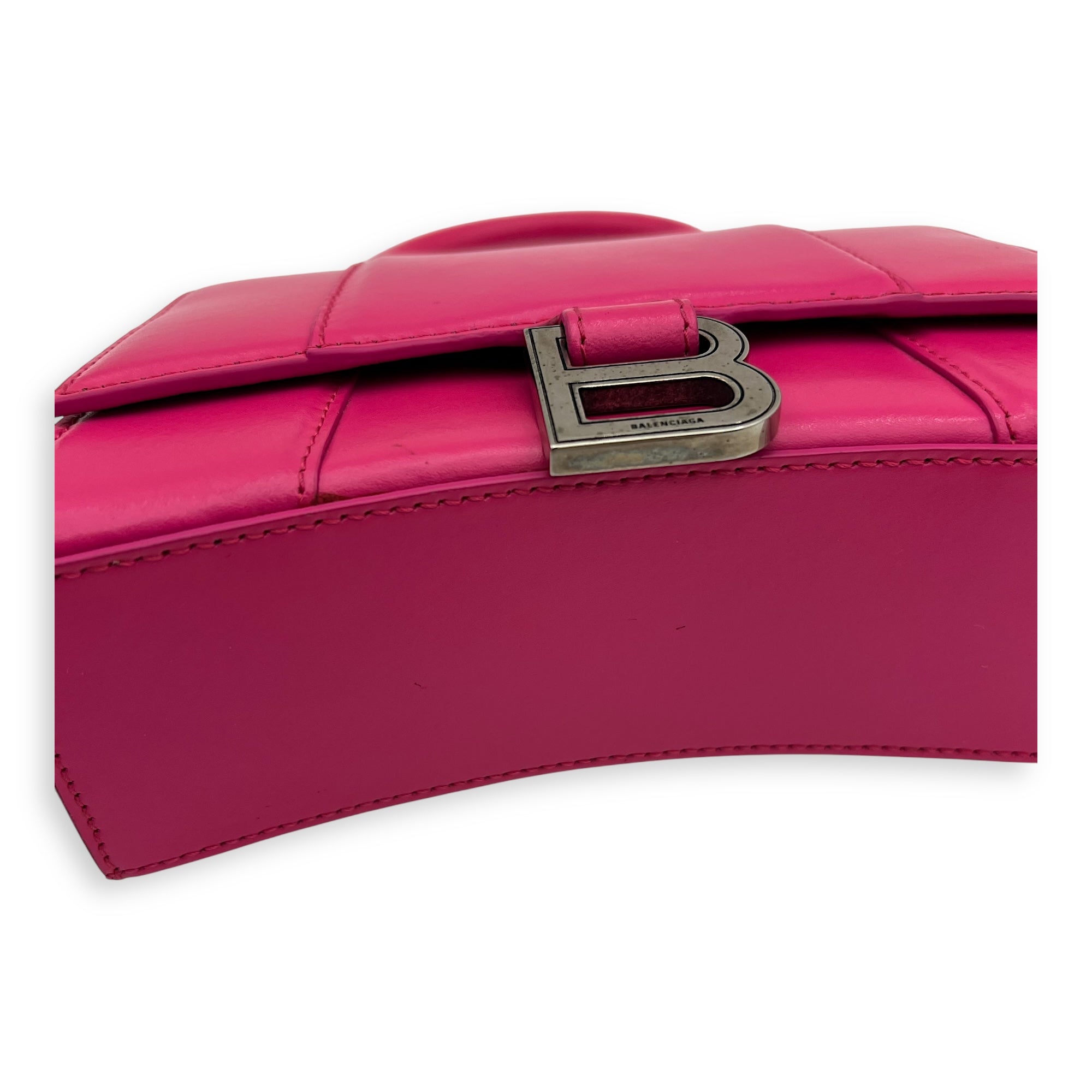 Hourglass XS Top handle bag in Calfskin, Silver Hardware - Image 12