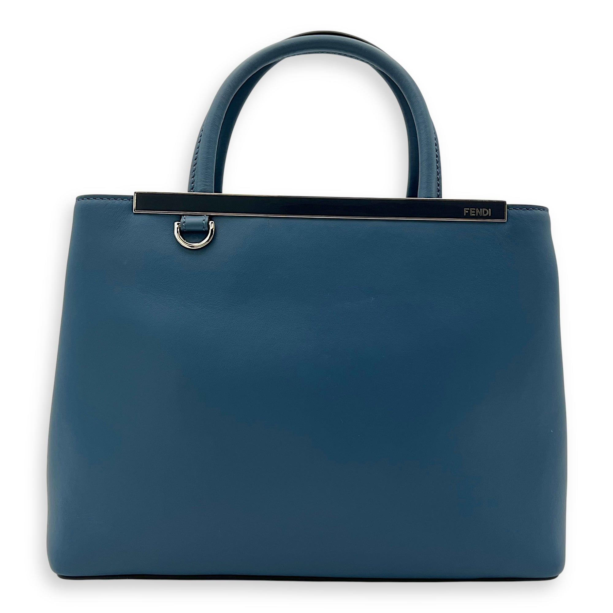 2Jours Top Handle Bag Blue in Calfskin, Silver hardware