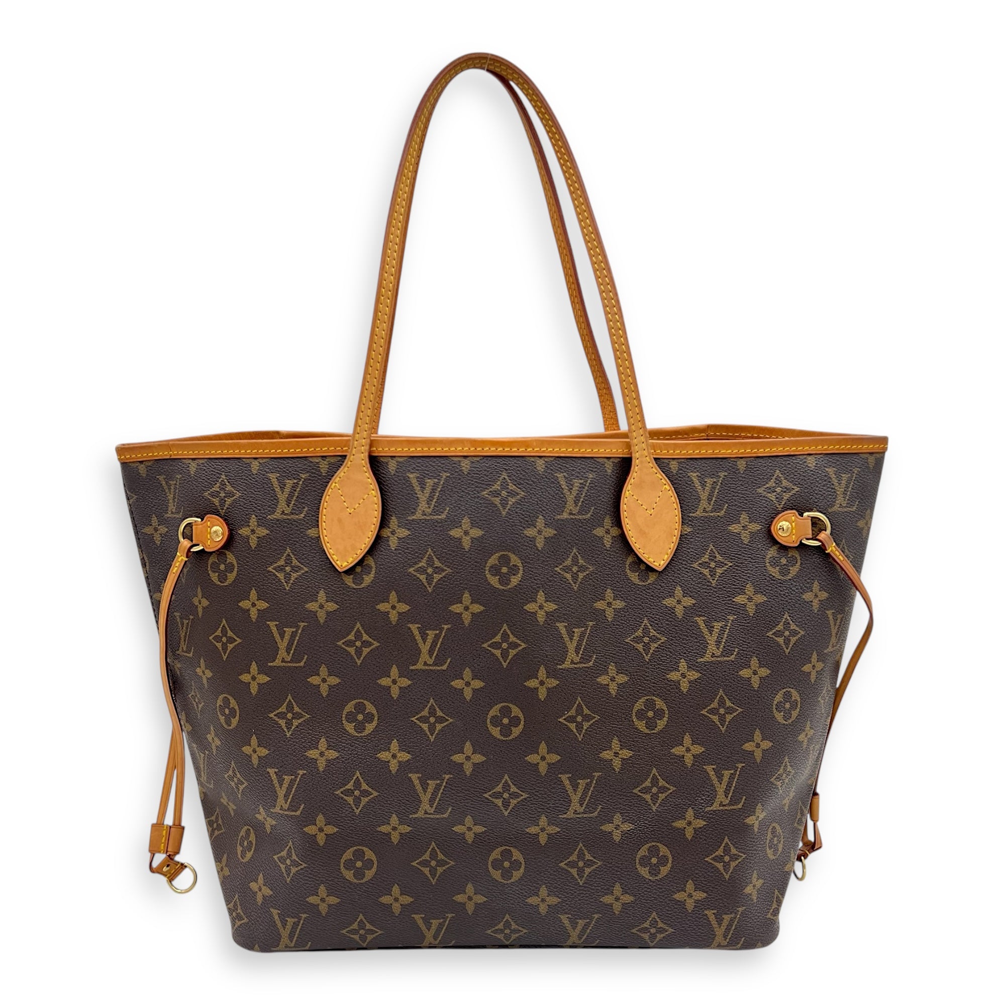 Neverfull MM Brown Tote Bag in Monogram Coated Canvas, Gold hardware
