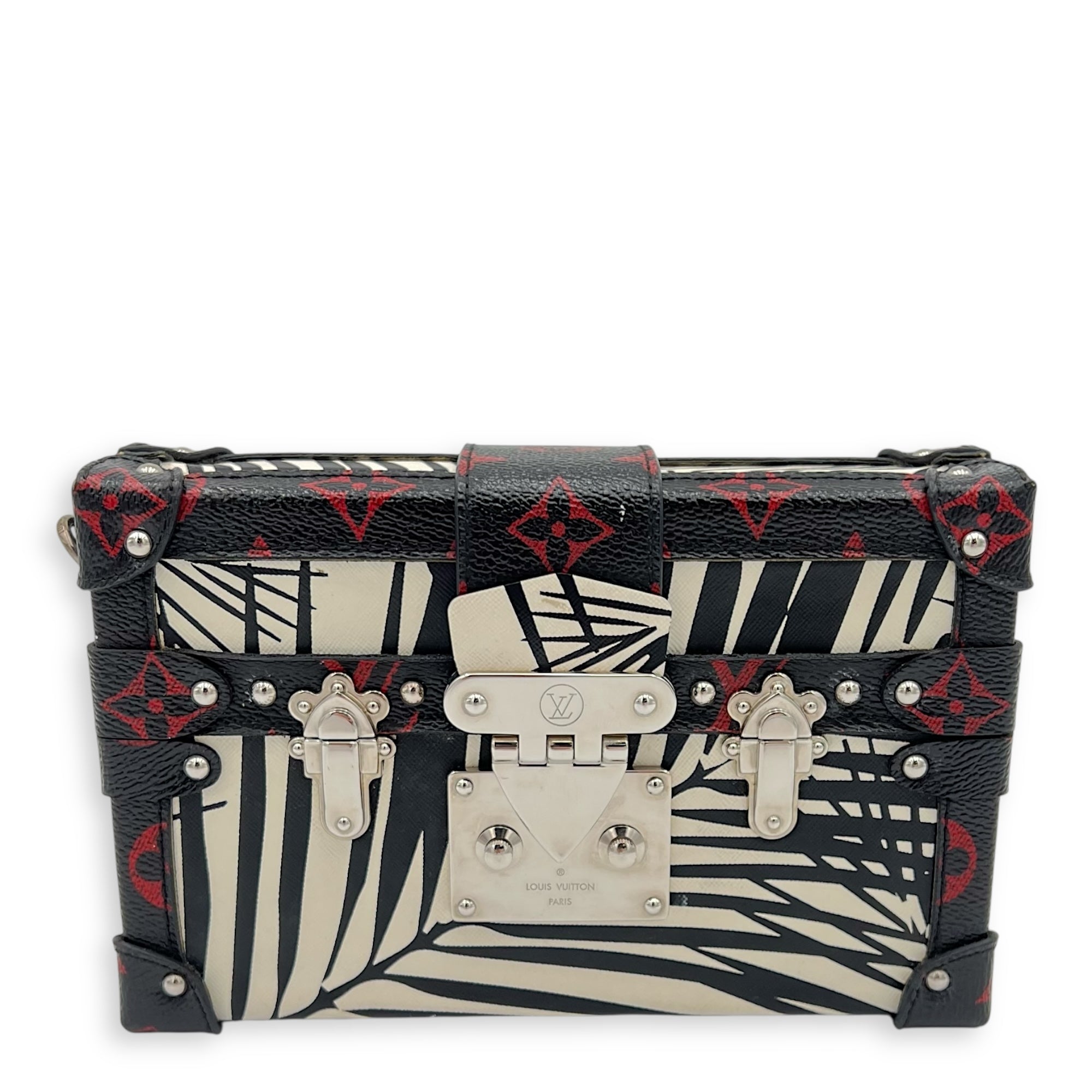 Trunk Shoulder Bag Palm Nour Cruise in Monogram Coated Canvas, Silver hardware