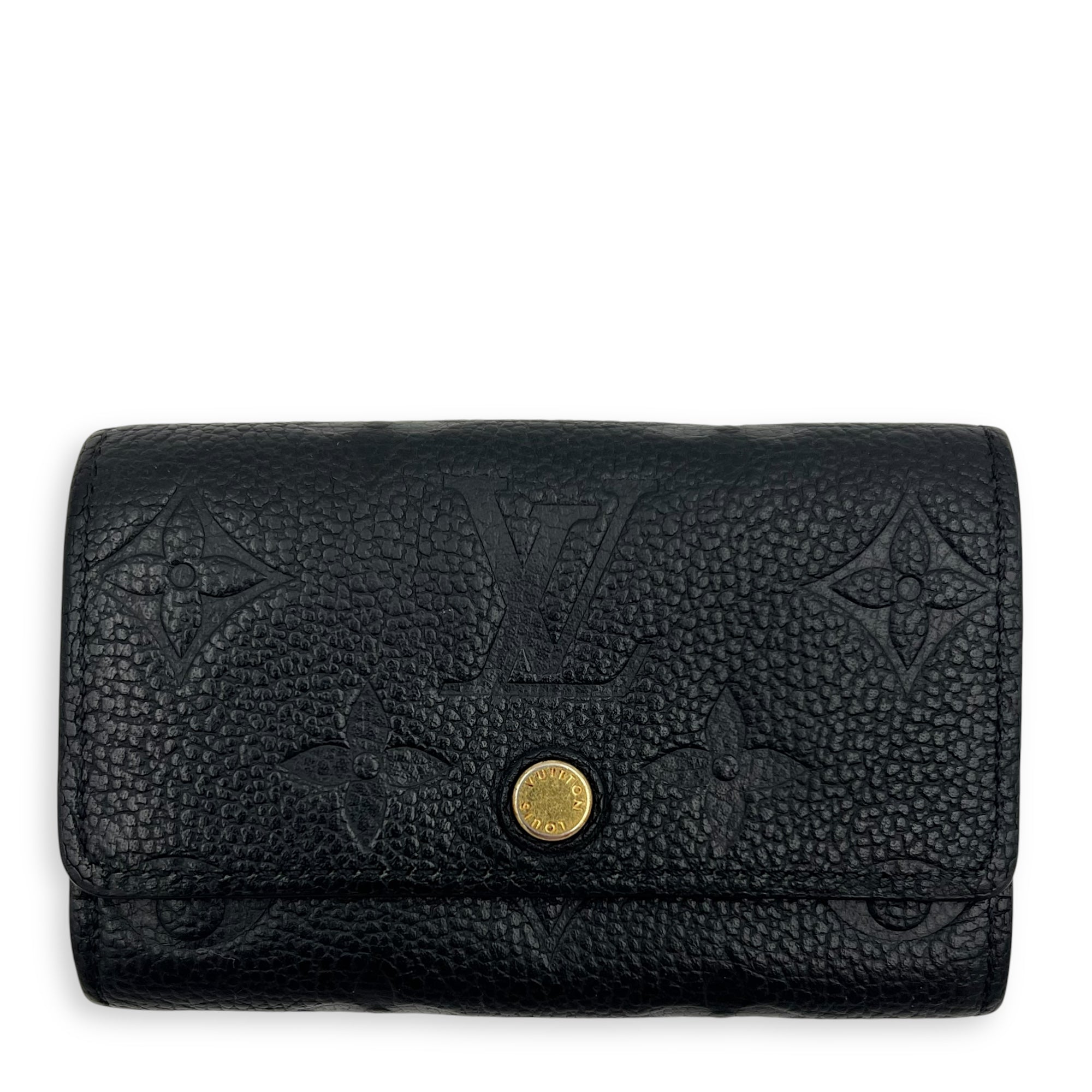 Key Pouch Black in Empreinte Leather, Gold hardware