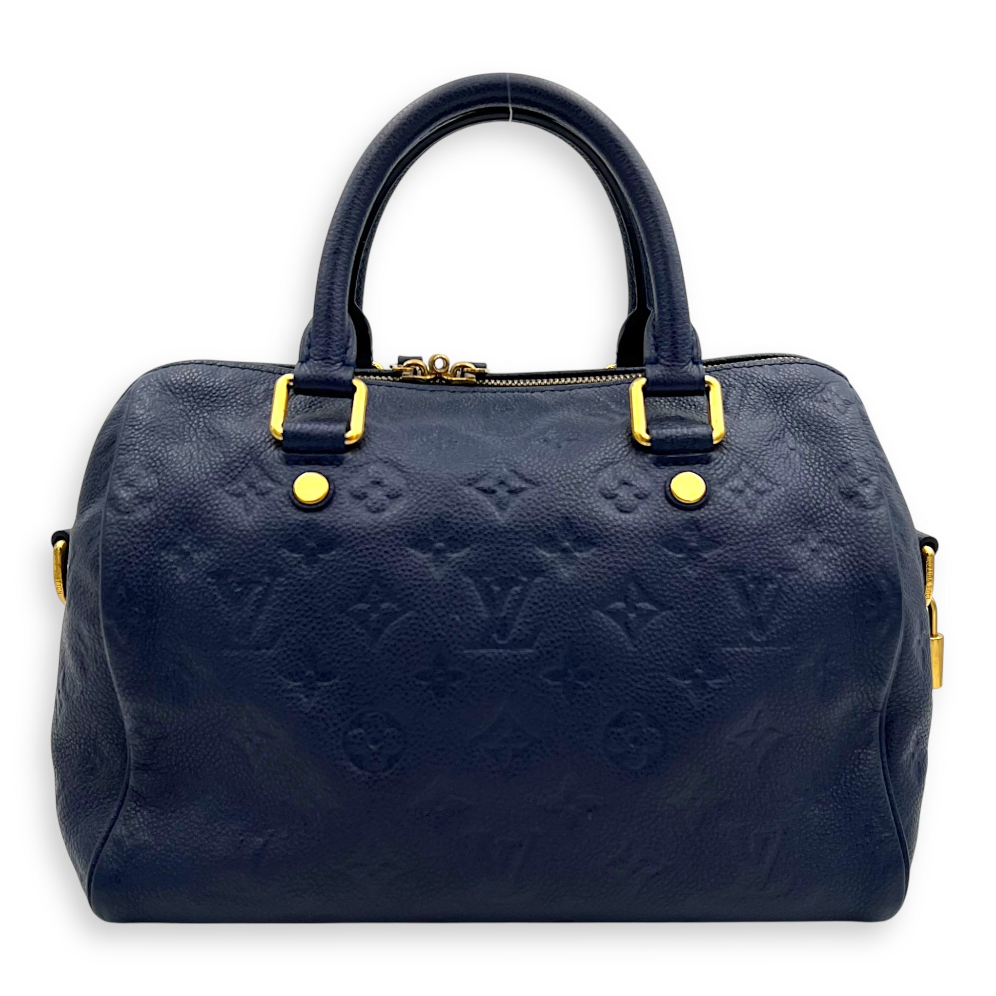 Speedy Bandouliere Top Handle Bag Blue in Empreinte Leather, Gold hardware - Image 3