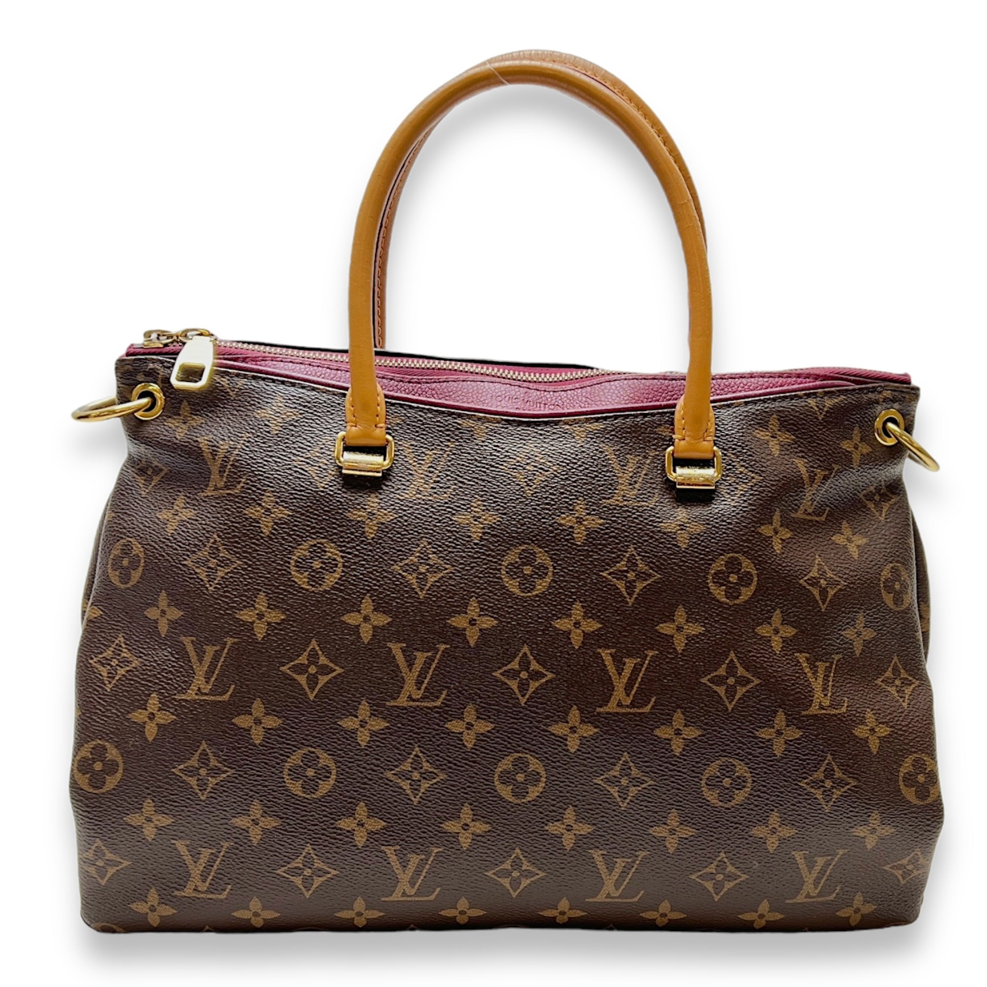 Pallas MM Brown Top Handle Bag in Monogram Coated Canvas, Gold hardware - Image 3