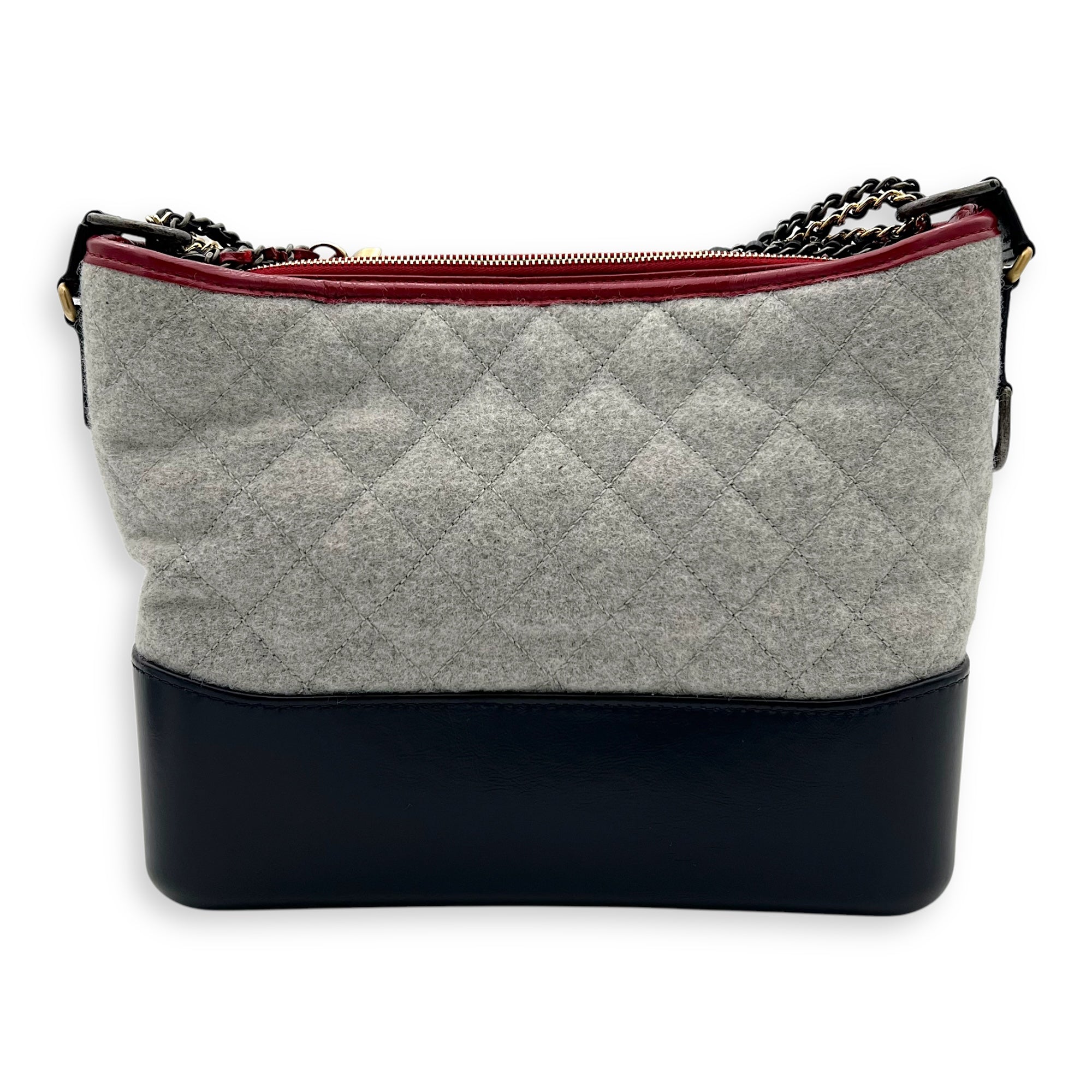 Gabrielle Shoulder Bag Large White in Wool, Mixed hardware - Image 3