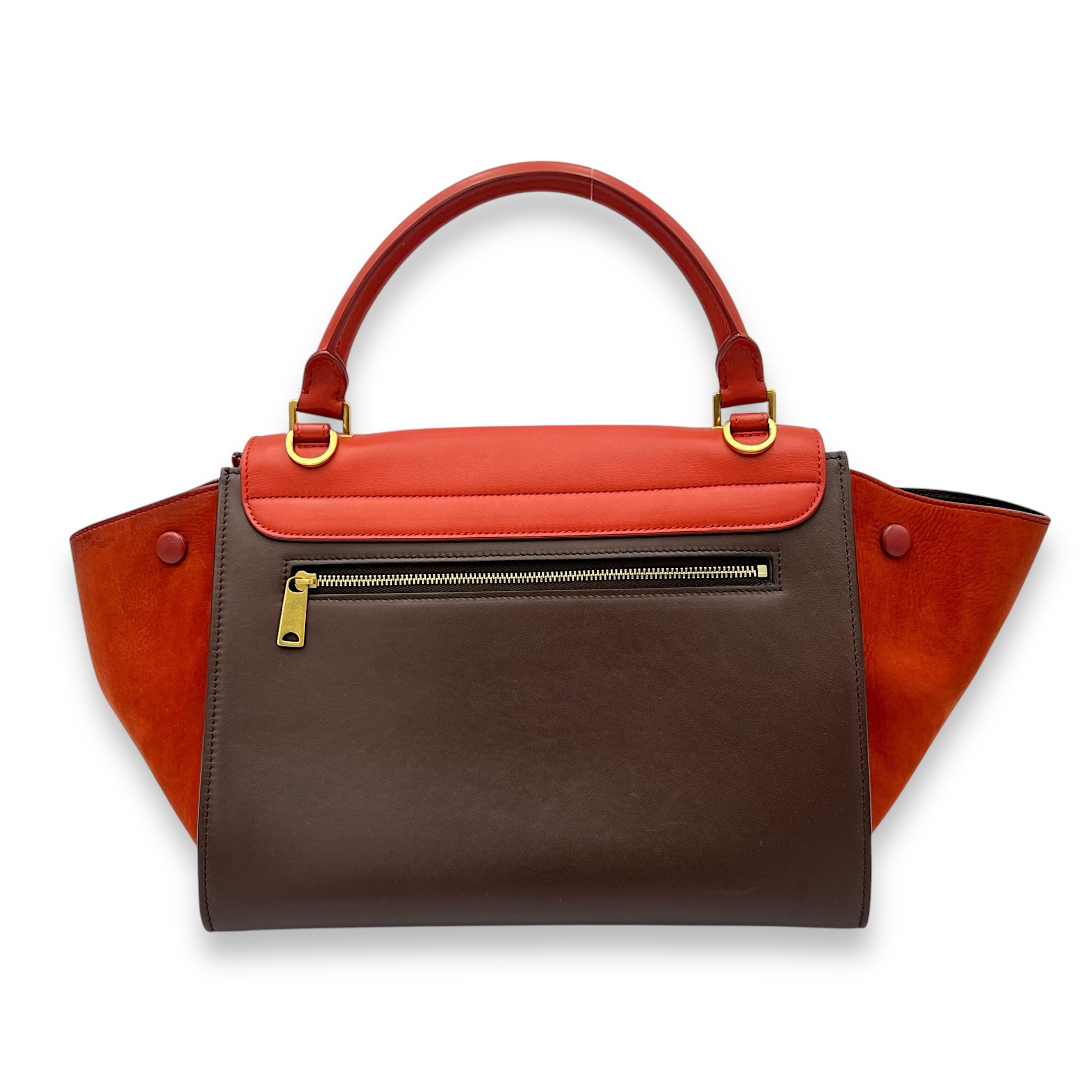 Trapeze Top Handle Bag Red in Calfskin, Gold hardware - Image 3