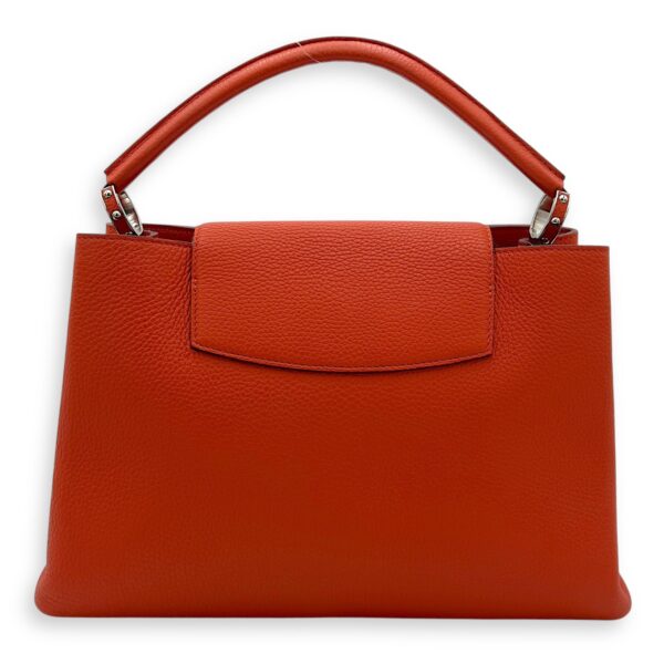 Capucines MM Clementine Top Handle Bag in Taurillon Leather, Light Gold hardware - Image 3