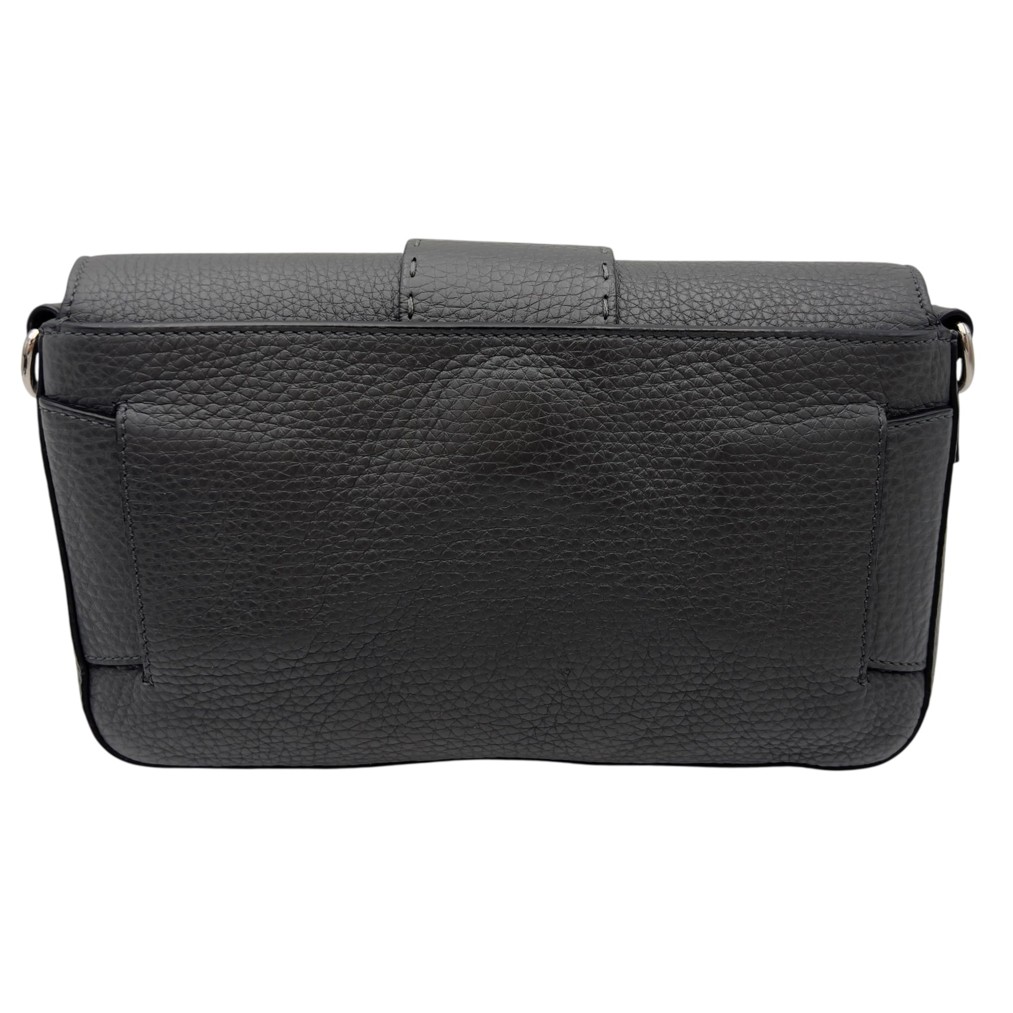 Baguette Crossbody Bag Small Grey in Calfskin, Silver hardware - Image 3