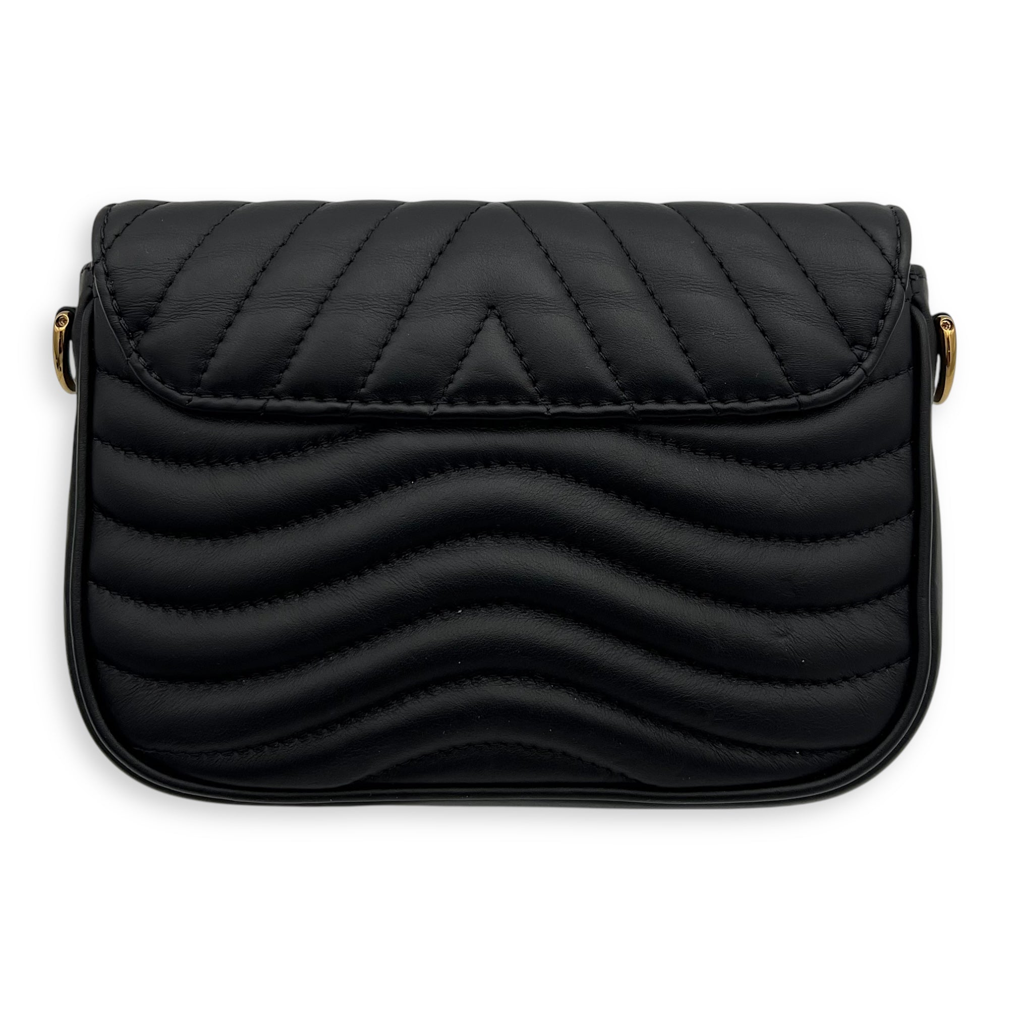 New Wave Crossbody Bag Black in Calfskin, Gold hardware - Image 3