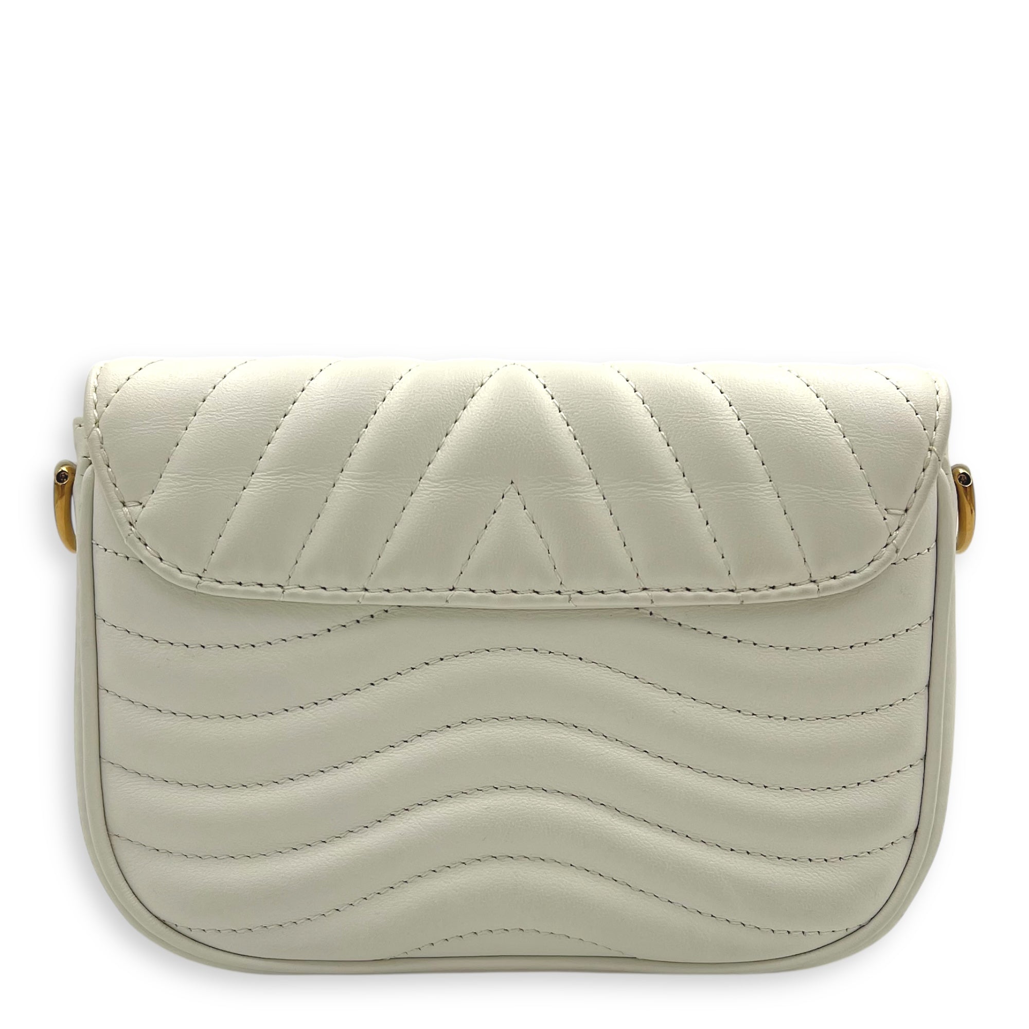 New Wave Crossbody Bag White in Calfskin, Gold hardware - Image 3