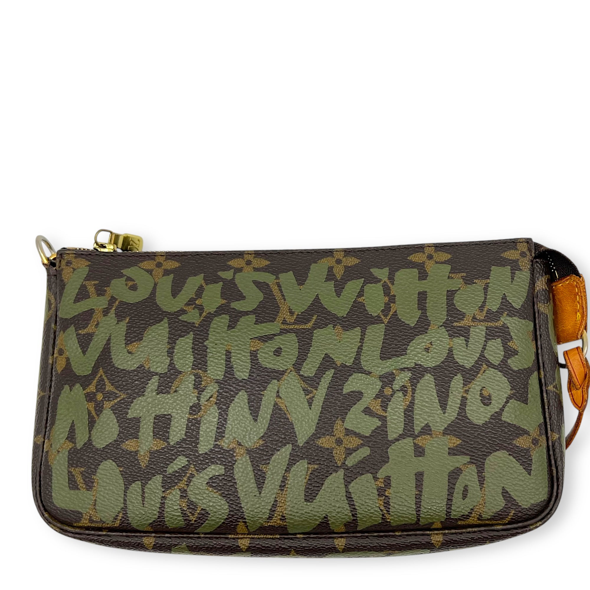 Pochette Pouch Brown in Coated Canvas, Gold hardware - Image 3