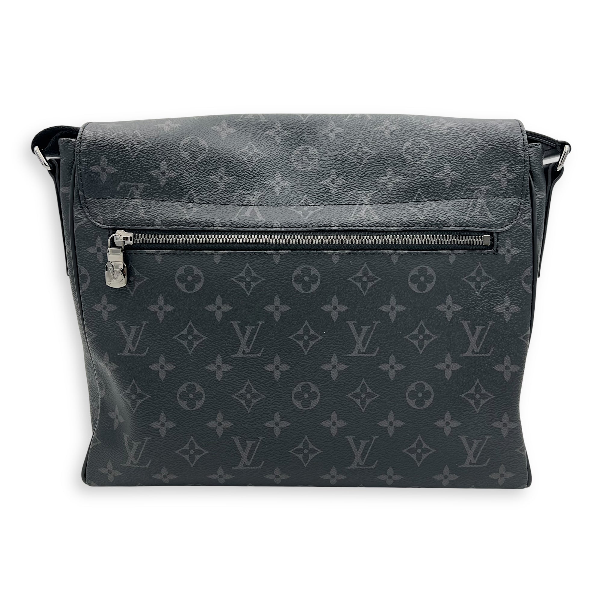 Logo Black Messenger in Monogram Coated Canvas, Silver hardware - Image 3