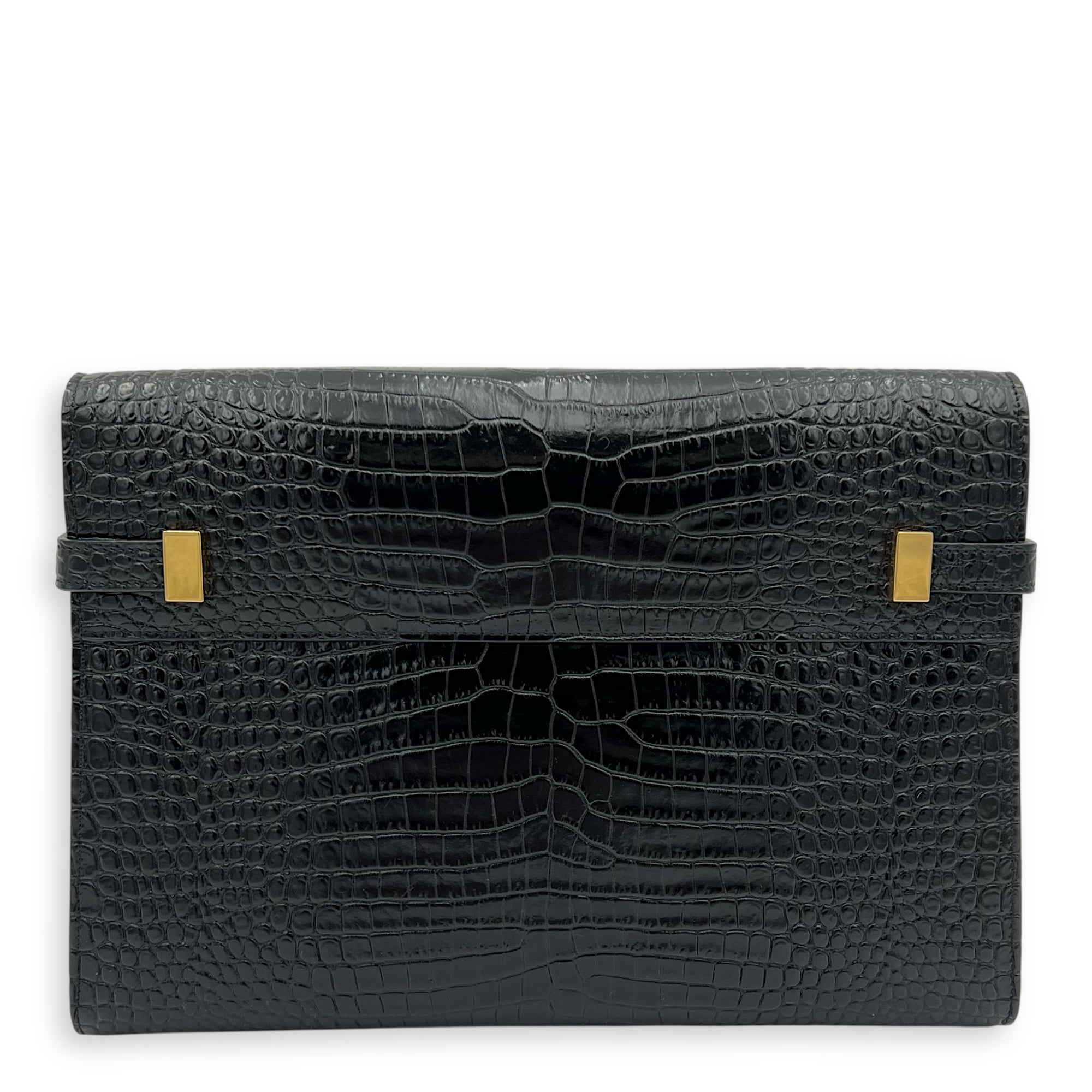 Manhattan Crossbody Bag Medium Black in Calfskin, Gold hardware - Image 3