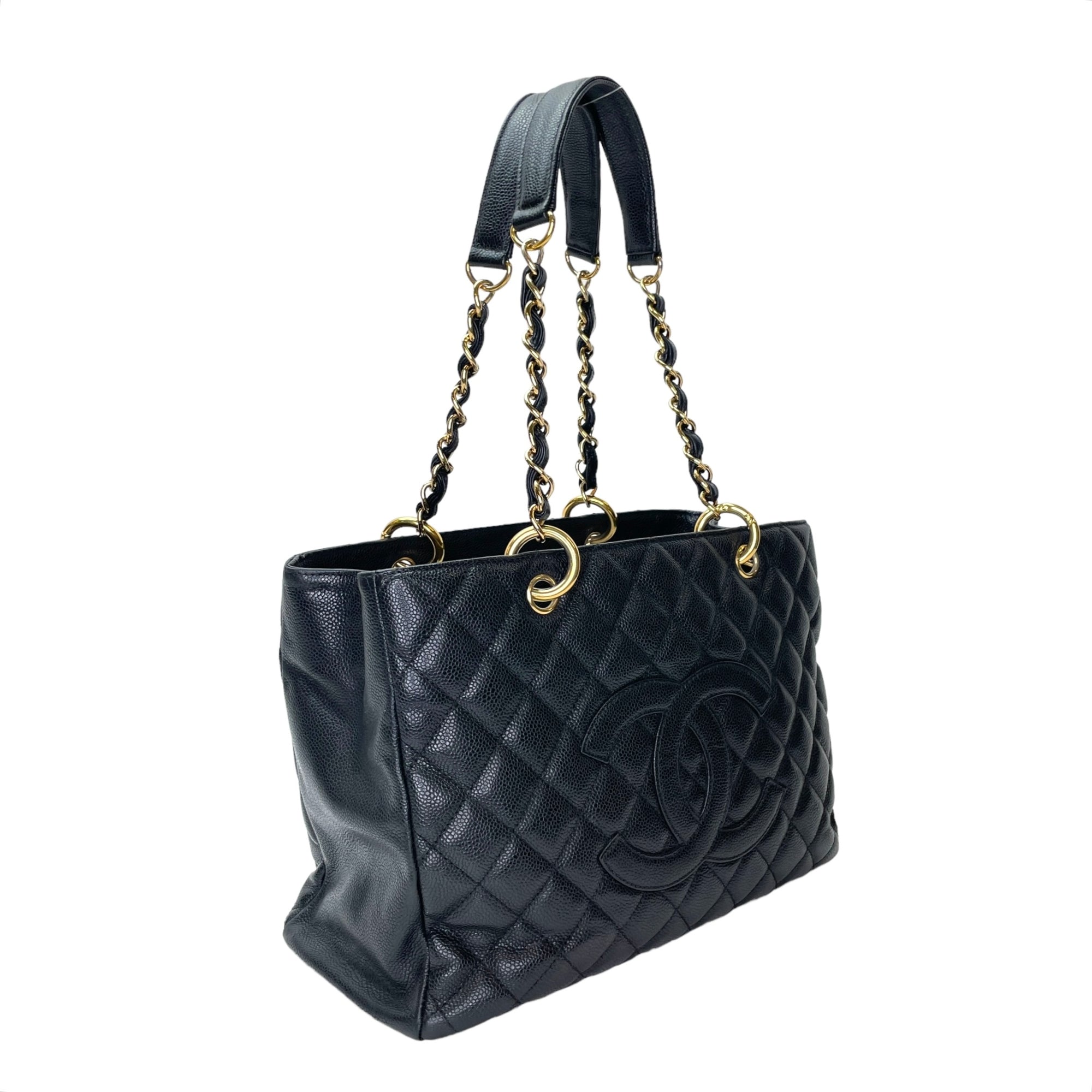 GST Grand Black Tote Bag in Caviar Leather, Gold hardware - Image 4