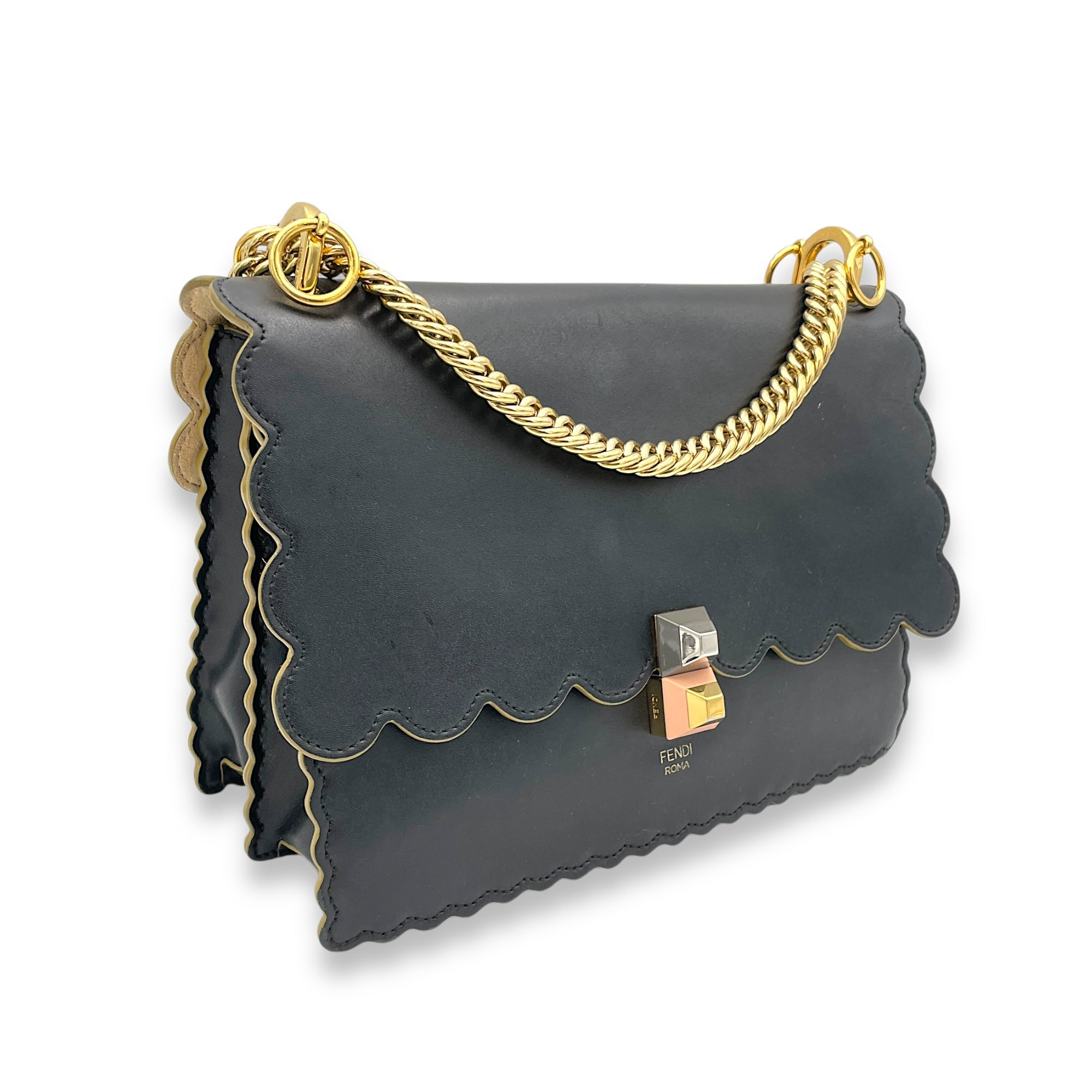 Kan I Shoulder Bag Black in Calfskin, Gold hardware - Image 4