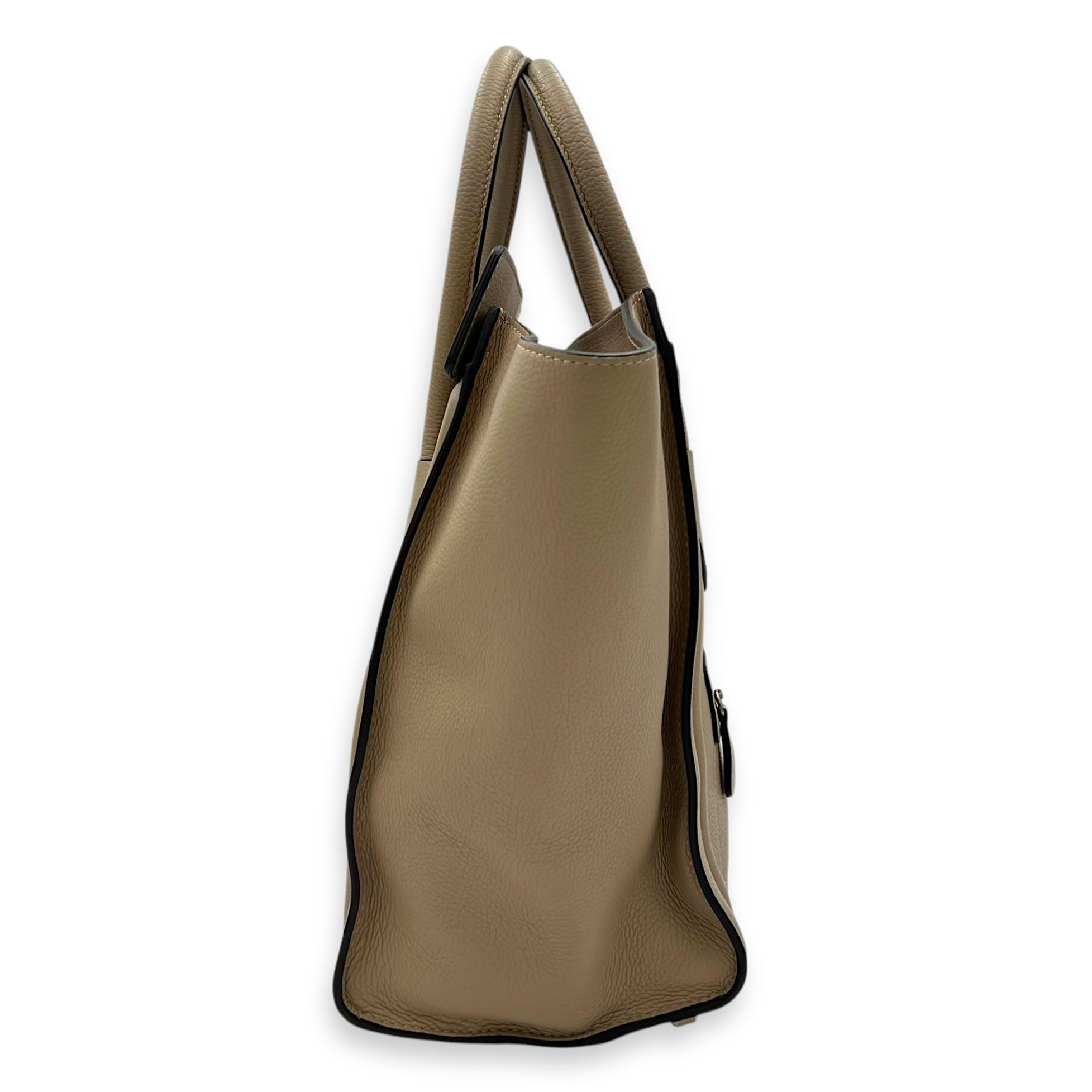 Luggage Mini Brown Top Handle Bag in Calfskin, Silver hardware - Image 4
